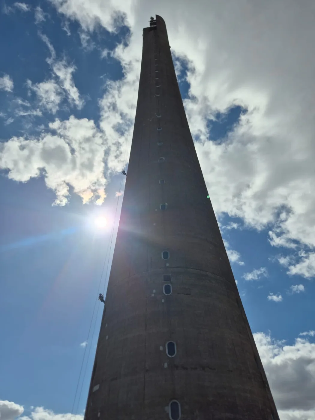 The Northampton Lift Tower on 5 September 2026, with abseilers on the ropes